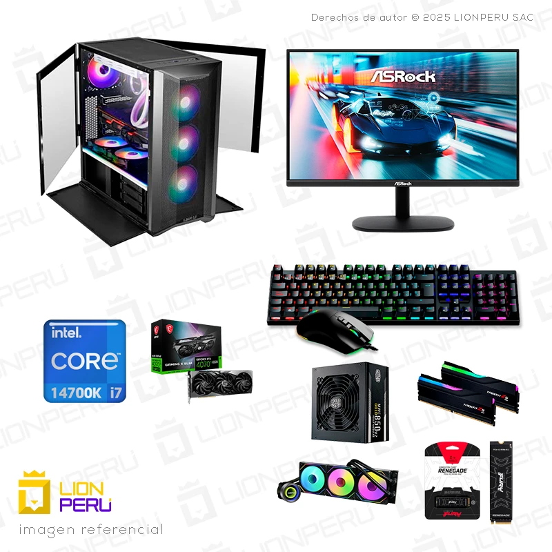 PC GAMER GAMA ALTA INTEL CORE I7 14700K, RTX 4070 TI SUPER, 32GB RAM DDR5, 2TB SSD